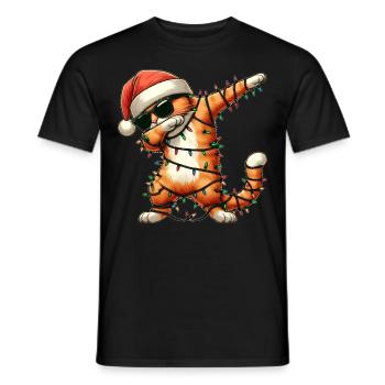 Tupfende Orange Katze Tabby Katze Sonnenbrille Nie - Männer T-Shirt - Schwarz - Vorne - AI Model Male 178 light (178cm)