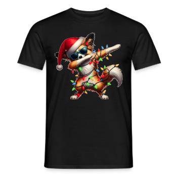 Tupfende Papillon Hund Sonnenbrille Niedlich Weihn - Männer T-Shirt - Schwarz - Vorne - AI Model Male 178 light (178cm)