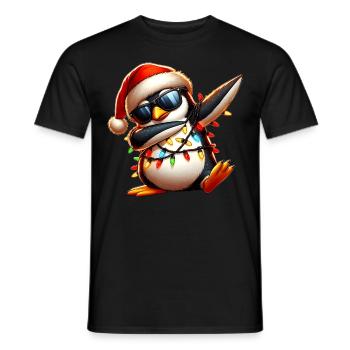 Lunettes de soleil à pois pingouin Noël mignon - T-shirt homme - noir - Devant - AI Model Male 178 light (178cm)