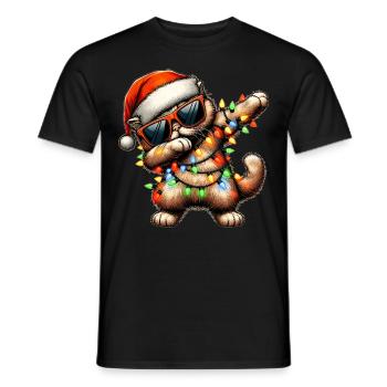 Tupfende persische Katze Sonnenbrille Niedlich Wei - Männer T-Shirt - Schwarz - Vorne - AI Model Male 178 light (178cm)