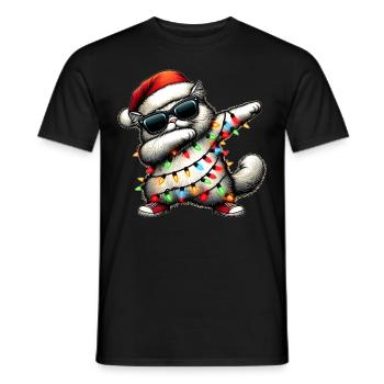 Lunettes de soleil chat persan à pois Mignon Blanc - T-shirt homme - noir - Devant - AI Model Male 178 light (178cm)