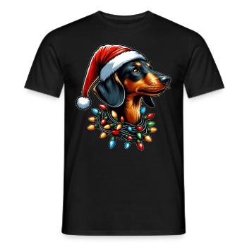 Chapeau de Noël teckel Noël - T-shirt homme - noir - Devant - AI Model Male 178 light (178cm)