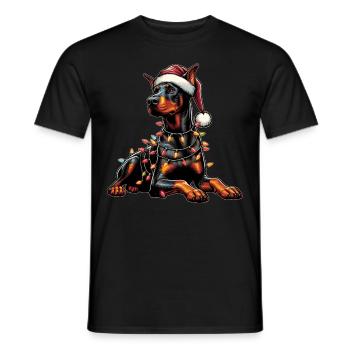 Dobermann Hund Weihnachten Hut Xmas - Männer T-Shirt - Schwarz - Vorne - AI Model Male 178 light (178cm)