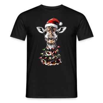 Chapeau de Noël Girafe Noël - T-shirt homme - noir - Devant - AI Model Male 178 light (178cm)