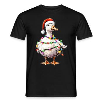 Gans Ente Weihnachtsmütze Xmas - Männer T-Shirt - Schwarz - Vorne - AI Model Male 178 light (178cm)