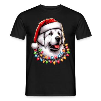 Chien des Pyrénées Chapeau de Père Noël - T-shirt homme - noir - Devant - AI Model Male 178 light (178cm)