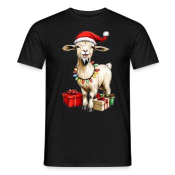 Chèvre Ferme Ferme Noël Chapeau Noël - T-shirt homme - noir - Devant - AI Model Male 178 light (178cm)