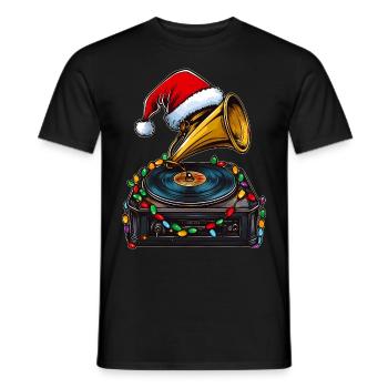 Gramophone Vintage Vinyl Turntable Christmas - Men's T-Shirt - black - Front - AI Model Male 178 light (178cm)