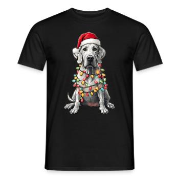 Deutsche Dogge Hund Weihnachtsmütze Xmas - Männer T-Shirt - Schwarz - Vorne - AI Model Male 178 light (178cm)