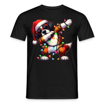 Tupfende Bernhardiner Hund Sonnenbrille Niedlich W - Männer T-Shirt - Schwarz - Vorne - AI Model Male 178 light (178cm)