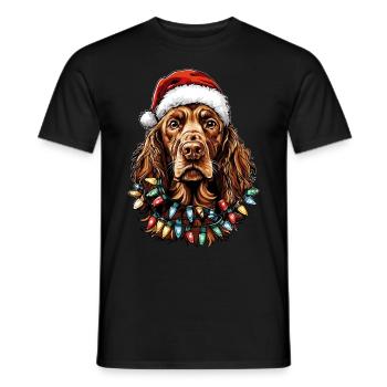 Setter Irlandais Chien Père Noël - T-shirt homme - noir - Devant - AI Model Male 178 light (178cm)