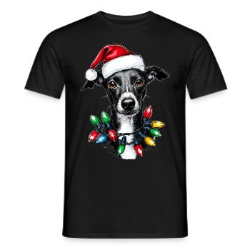 Italienischer Windhund Hund Weihnachten Hut Xmas - Männer T-Shirt - Schwarz - Vorne - AI Model Male 178 light (178cm)