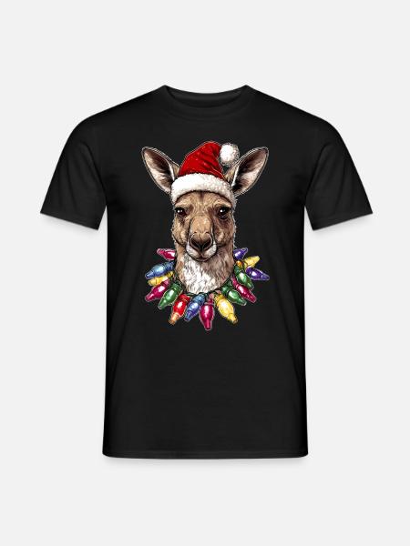 Kangaroo Australia Christmas Hat Xmas - Men's T-Shirt - black