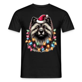 Keeshond Dog Santa Hat Xmas - Men's T-Shirt - black - Front - AI Model Male 178 light (178cm)
