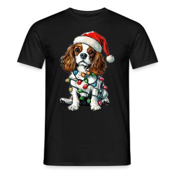 Roi Charles Cavalier Chien Père Noël - T-shirt homme - noir - Devant - AI Model Male 178 light (178cm)