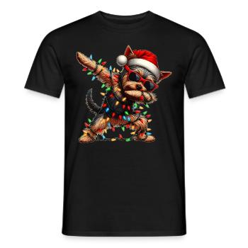 Polka Dot Yorkshire Terrier Dog Yorkie Cute - Men's T-Shirt - black - Front - AI Model Male 178 light (178cm)