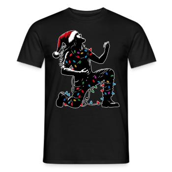 Lustige Luftgitarre Gitarrist Weihnachten Hut Xmas - Männer T-Shirt - Schwarz - Vorne - AI Model Male 178 light (178cm)