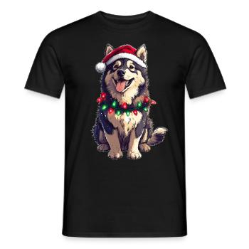 Mignon Alaskan Malamute Chien Père Noël Chapeau X - T-shirt homme - noir - Devant - AI Model Male 178 light (178cm)