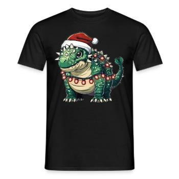 Ankylosaure Dinosaure Père Noël Chapeau Noël - T-shirt homme - noir - Devant - AI Model Male 178 light (178cm)