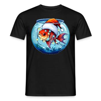Goldfish Aquarium Aquarist Christmas Hat Xmas - Men's T-Shirt - black - Front - AI Model Male 178 light (178cm)