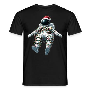 Schwebender Astronaut Weihnachtsmütze Xmas - Männer T-Shirt - Schwarz - Vorne - AI Model Male 178 light (178cm)