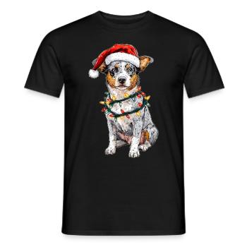 Niedlicher Australian Cattle Dog Weihnachtshut Xma - Männer T-Shirt - Schwarz - Vorne - AI Model Male 178 light (178cm)