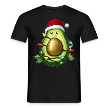 Cute Kawaii Avocado Guacamole Santa Hat - Men's T-Shirt - black - Front - AI Model Male 178 light (178cm)