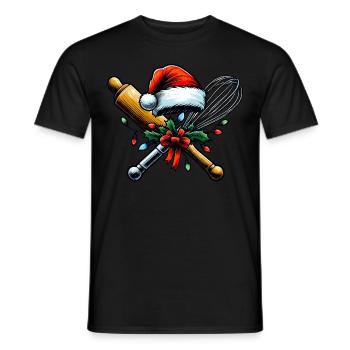 Schneebesen Nudelholz Backen Bäcker Weihnachten Hu - Männer T-Shirt - Schwarz - Vorne - AI Model Male 178 light (178cm)