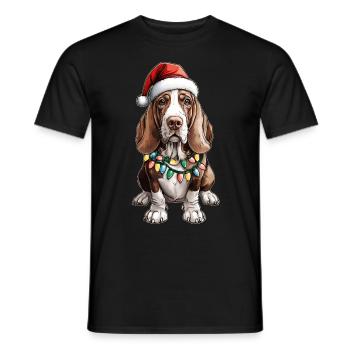 Basset Hound Chien Père Noël Noël - T-shirt homme - noir - Devant - AI Model Male 178 light (178cm)