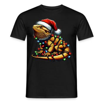 Bartagame Eidechse Weihnachtsmütze Xmas - Männer T-Shirt - Schwarz - Vorne - AI Model Male 178 light (178cm)