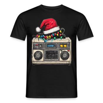 Boîte à Musique Père Noël Chapeau Noël - T-shirt homme - noir - Devant - AI Model Male 178 light (178cm)