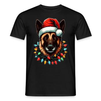 Belgischer Malinois Weihnachtsmütze Xmas - Männer T-Shirt - Schwarz - Vorne - AI Model Male 178 light (178cm)