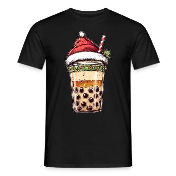 Boba Tea Bubble Tea Milk Tea Christmas Hat Xmas - Men's T-Shirt - black - Front - AI Model Male 178 light (178cm)