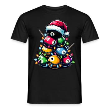Billiard Ball Heap Pool Cue Christmas Hat Xma - Men's T-Shirt - black - Front - AI Model Male 178 light (178cm)