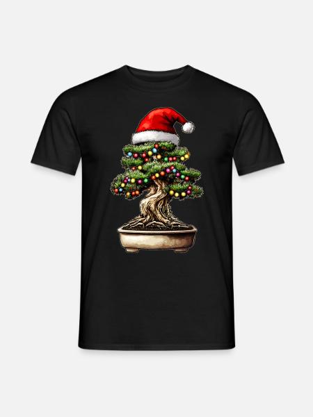 Bonsai Baum Japanische Weihnachtsmütze Xmas - Männer T-Shirt - Schwarz