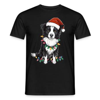 Border Collie Chien Père Noël Noël - T-shirt homme - noir - Devant - AI Model Male 178 light (178cm)