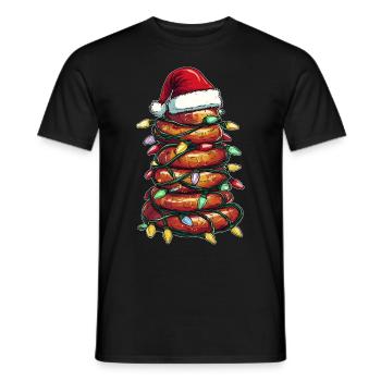 Drôle de saucisse tas Père Noël chapeau Noël - T-shirt homme - noir - Devant - AI Model Male 178 light (178cm)