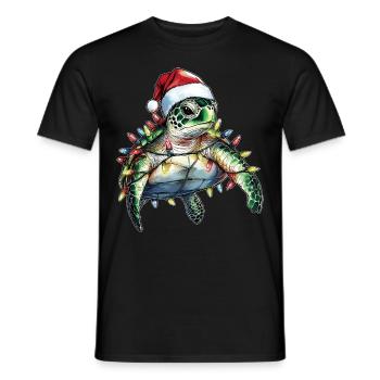 Meeresschildkröte Ozean Weihnachtsmütze Xmas - Männer T-Shirt - Schwarz - Vorne - AI Model Male 178 light (178cm)