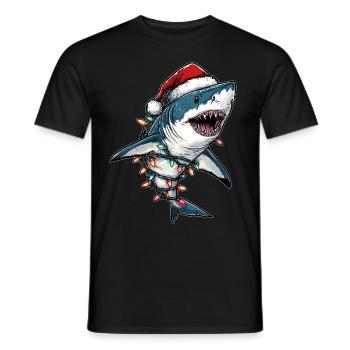 Chapeau de Noël requin Noël - T-shirt homme - noir - Devant - AI Model Male 178 light (178cm)