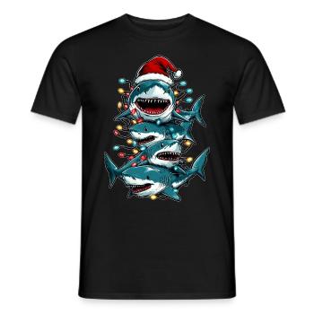 Haifischflor Weihnachtsmütze Xmas - Männer T-Shirt - Schwarz - Vorne - AI Model Male 178 light (178cm)