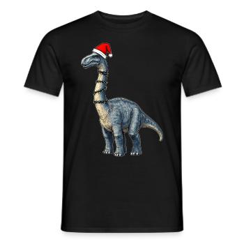 Brachiosaure Dinosaure Père Noël Chapeau Noël - T-shirt homme - noir - Devant - AI Model Male 178 light (178cm)