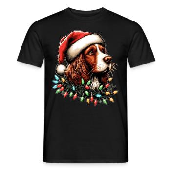 Brittany Spaniel Chien Père Noël Noël - T-shirt homme - noir - Devant - AI Model Male 178 light (178cm)