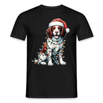 Brittany Spaniel Hund Weihnachtsmütze Xmas - Männer T-Shirt - Schwarz - Vorne - AI Model Male 178 light (178cm)