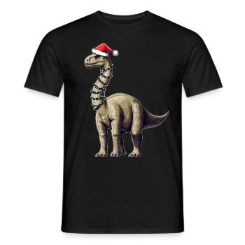 Brontosaure Dinosaure Père Noël Chapeau Noël - T-shirt homme - noir - Devant - AI Model Male 178 light (178cm)