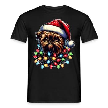Brussels Griffon Dog Santa Hat Xmas - Men's T-Shirt - black - Front - AI Model Male 178 light (178cm)