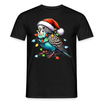 Chapeau de Noël Perruche Perruche Perroquet - T-shirt homme - noir - Devant - AI Model Male 178 light (178cm)