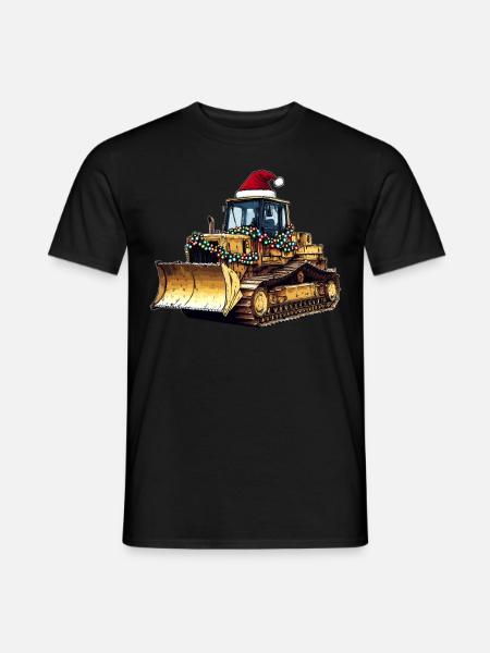Bulldozer Christmas Hat Xmas - Men's T-Shirt - black