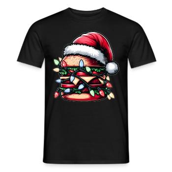 Burger Hamburger Weihnachtsmütze Noël - T-shirt homme - noir - Devant - AI Model Male 178 light (178cm)