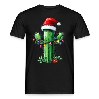 Chapeau de Noël Cactus Noël - T-shirt homme - noir - Devant - AI Model Male 178 light (178cm)