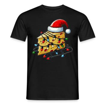 Cheese Gouda Feta Cheddar Santa Hat Xmas - Men's T-Shirt - black - Front - AI Model Male 178 light (178cm)